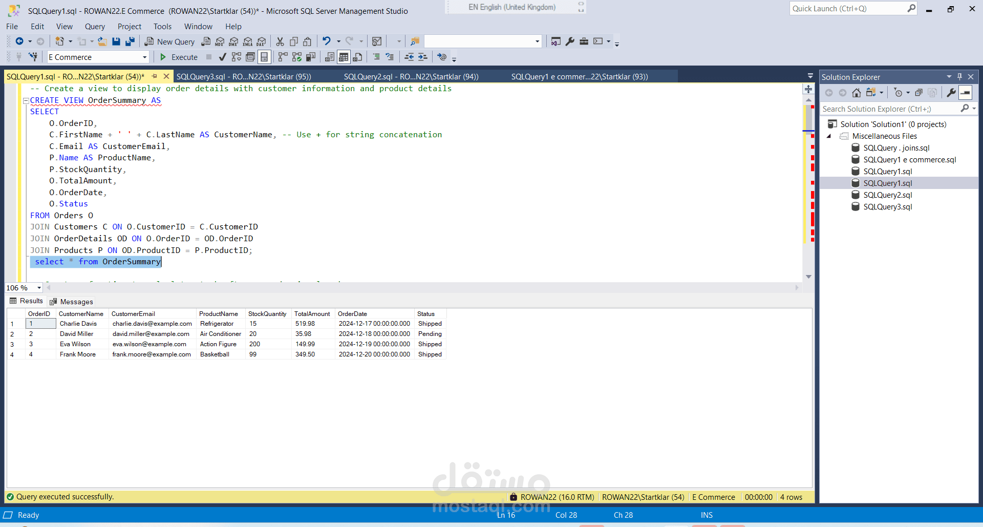 create data base usring sql