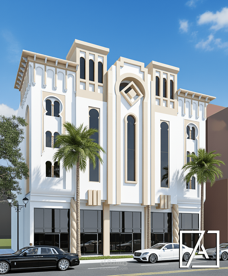 تصميم معماري لعمارة سكني تجاري