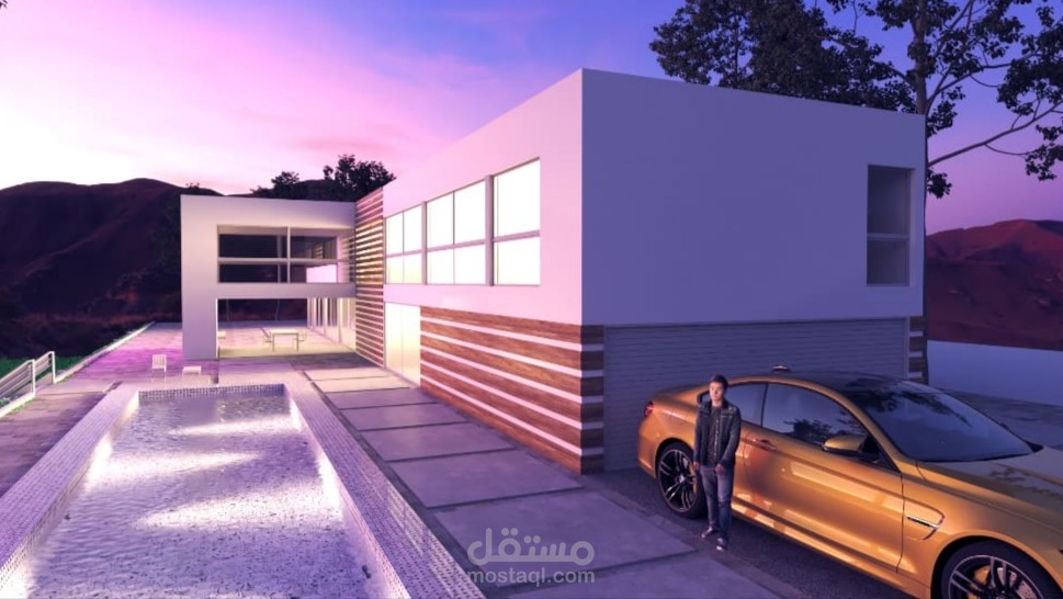 صور Exterior لتصميم منزل على برنامج ال 3D max و ريندر على الVray