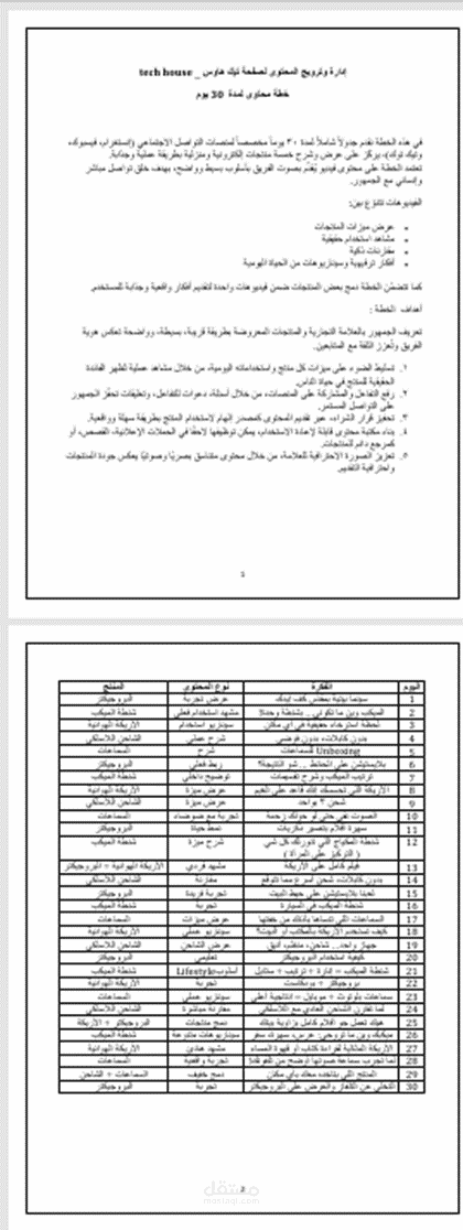 خطة محتوى