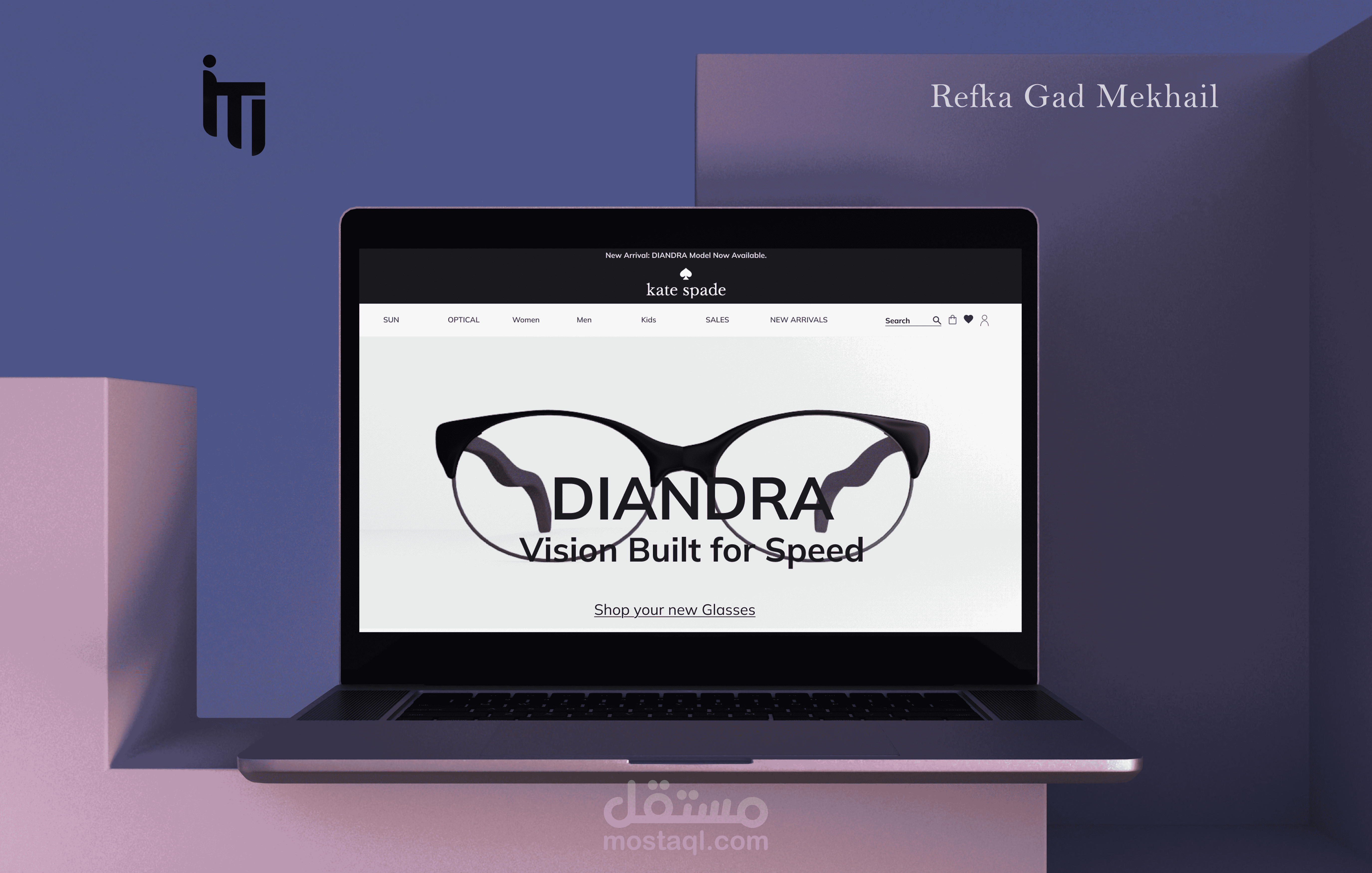 تصميم واجهة موقع إلكتروني ثلاثي الأبعاد (Kate Spade Concept) باستخدام Figma وSpline