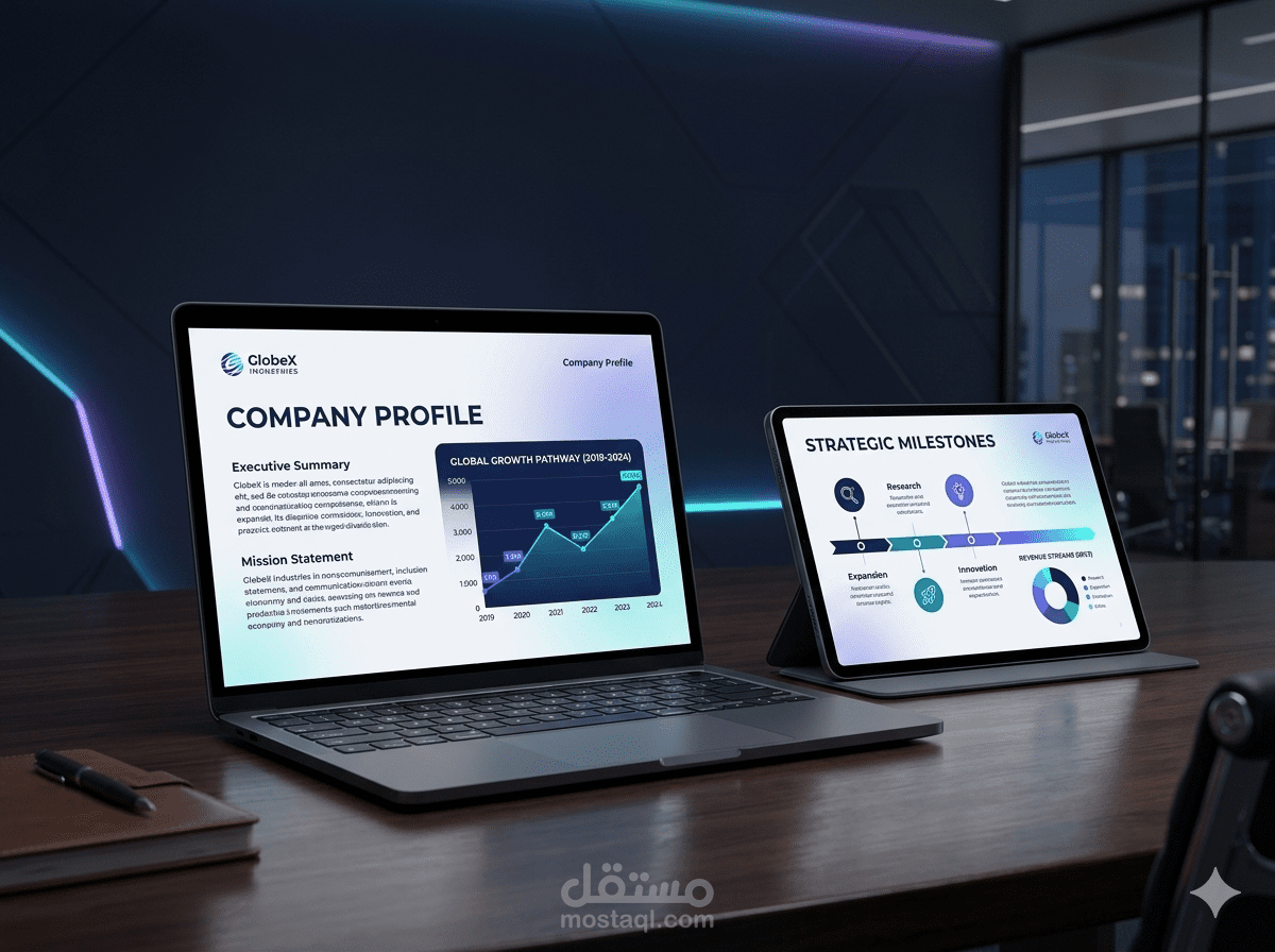 تصميم ملف تعريفي وبروفايل شركات بأسلوب مؤسسي حديث (Company Profile)