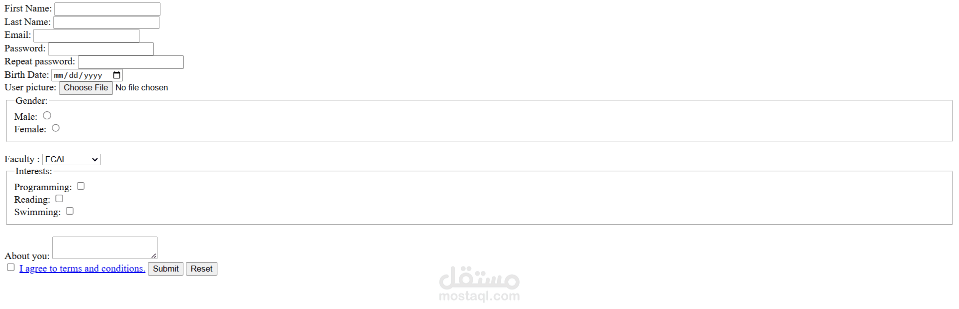 نموذج تسجيل بيانات بسيط