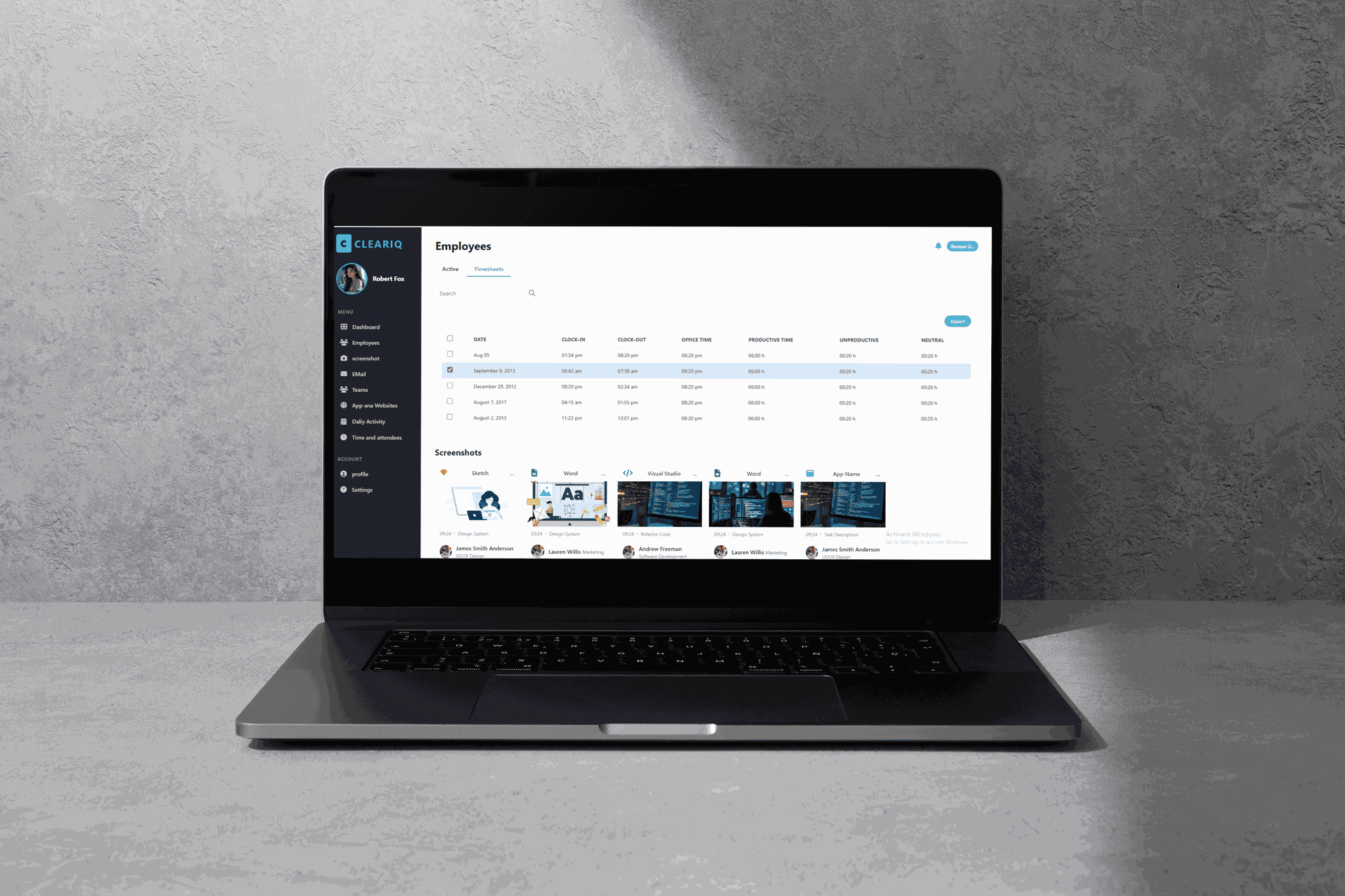 تصميم واجهة Dashboard لإدارة الموظفين بأسلوب عصري ومتجاوب