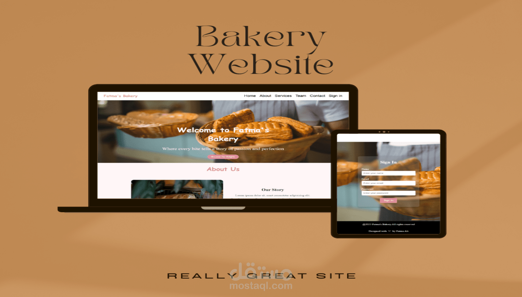 تصميم وتطوير موقع مخبز متجاوب باستخدام HTML5 و CSS3 وTailwlindCSS