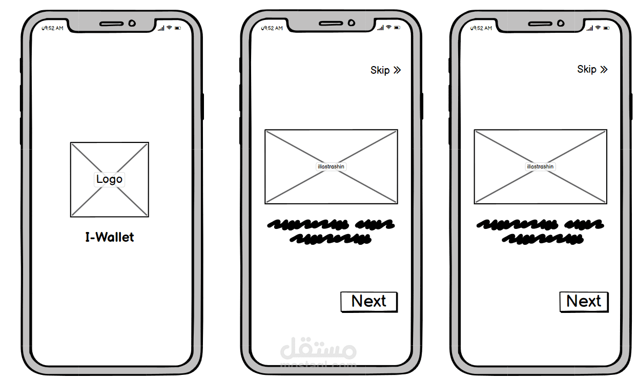 انشاءWireframe لواجهة تسجيل لدخول لتطبيق