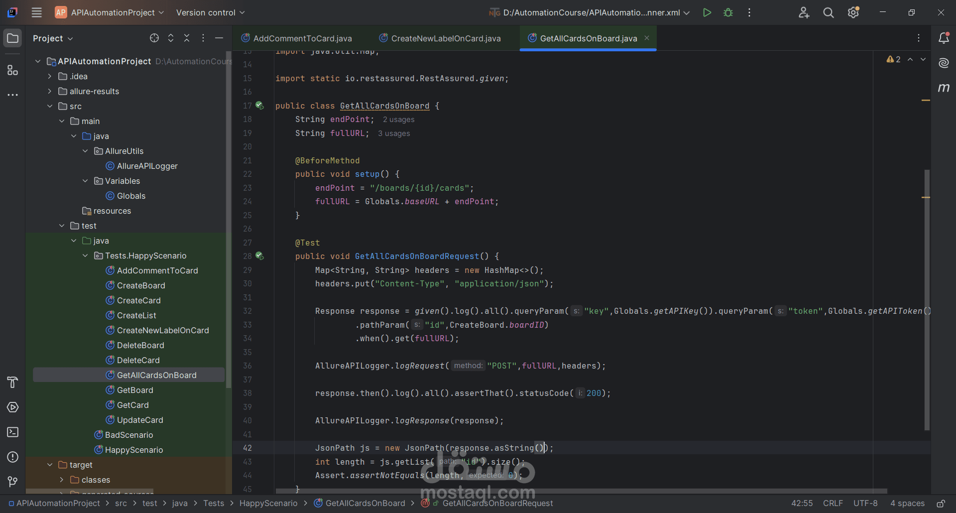 API Automation Testing for Trello APIs using Rest Assured, Java, and TestNG