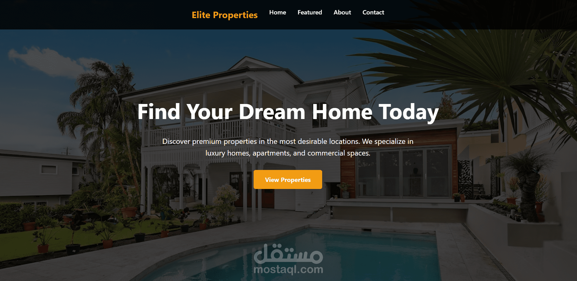 تصميم واجهة موقع عقاري – Elite Properties