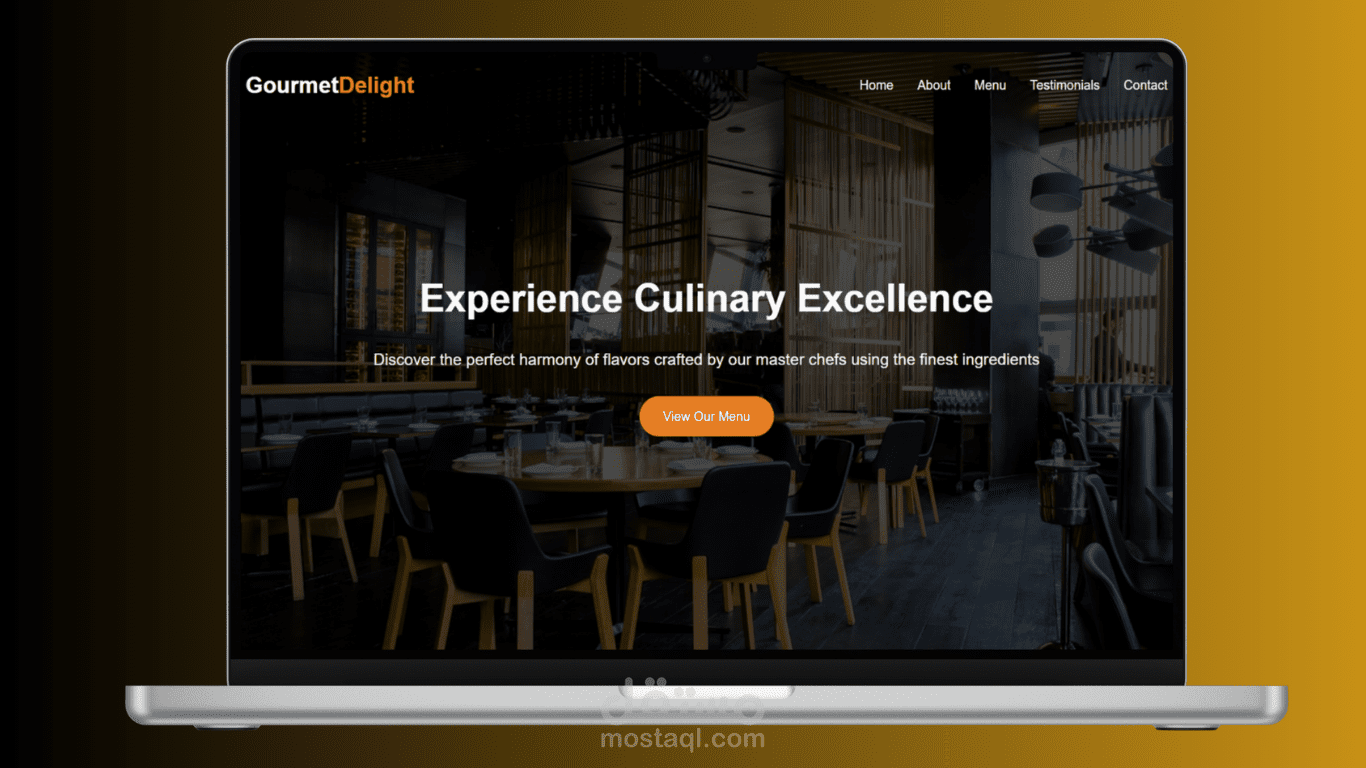 موقع الكترونى واجهه مطعم - Gourmet Delight