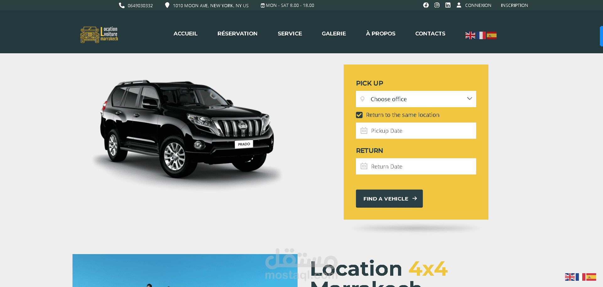 إنشاء موقع إلكتروني احترافي لتأجير سيارات 4x4