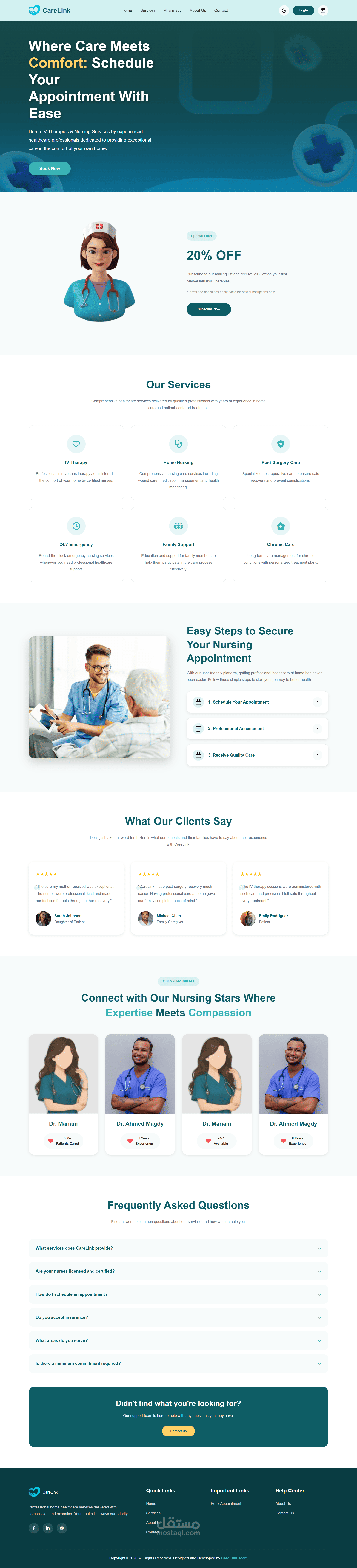 CareLink | تصميم وتطوير واجهة مستخدم لمنصة خدمات التمريض المنزلي (Front-End)