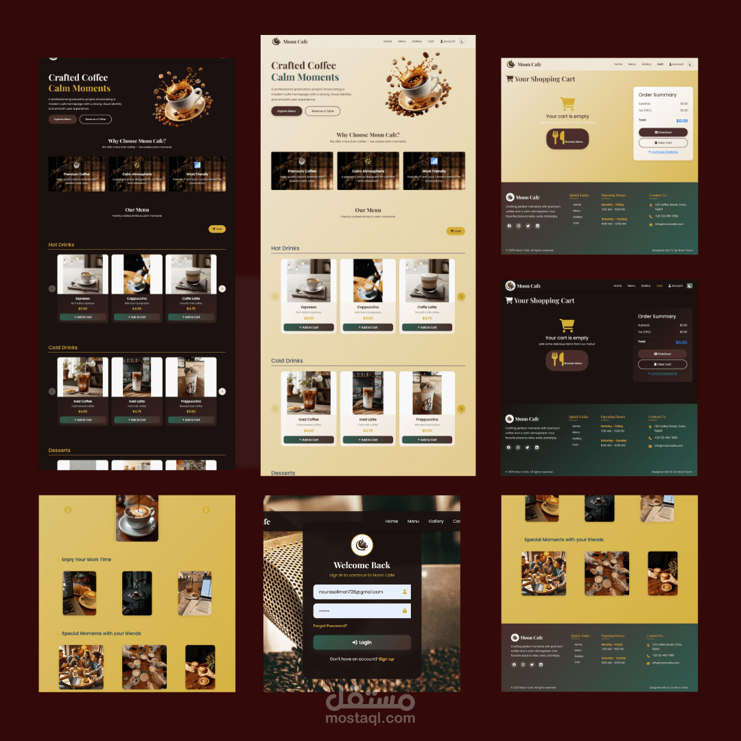 Moon Cafe - منصة إلكترونية متكاملة لمقهى عصري بتجربة مستخدم سلسة