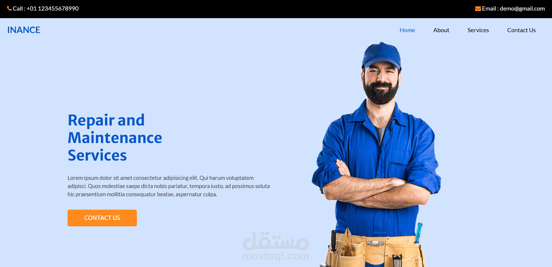 تصميم موقع خدمات صيانة وإصلاح احترافي | Inance