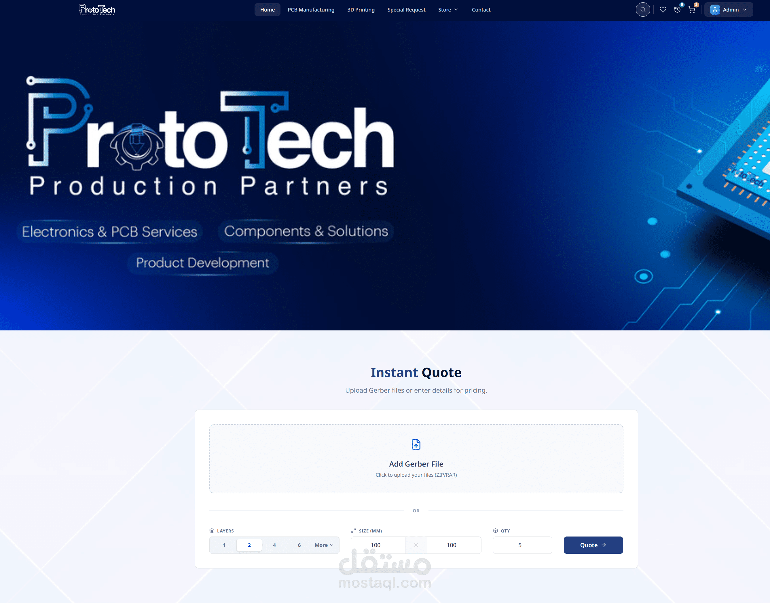 ProtoTech - المنصة المتكاملة لتصنيع الدوائر الإلكترونية (PCB) والطباعة ثلاثية الأبعاد