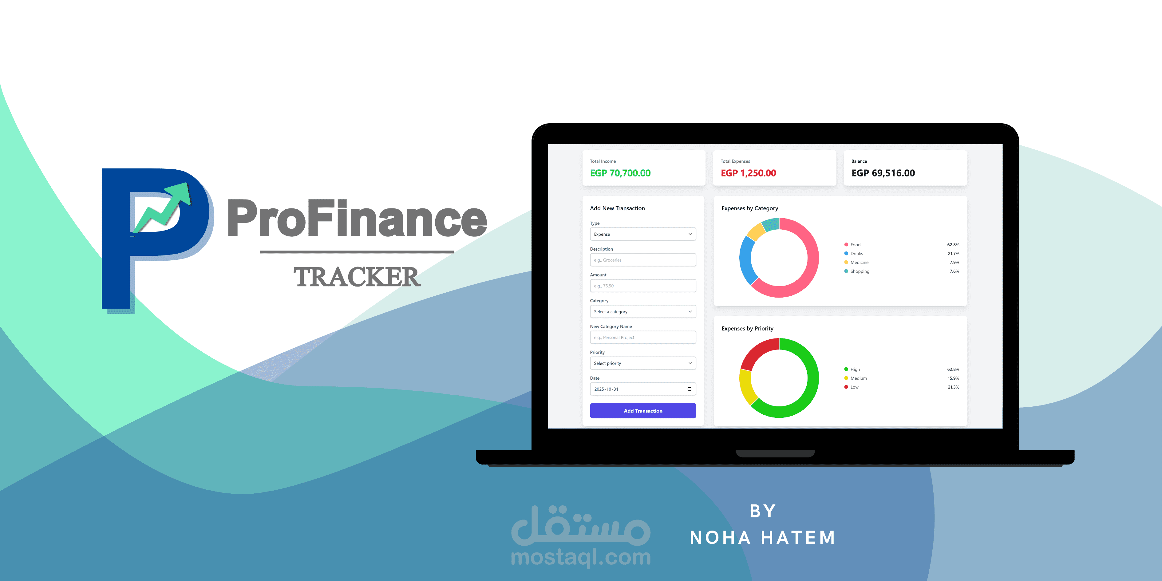 ProFinance Tracker: لوحة تحكم مالية متكاملة مع تقارير احترافية