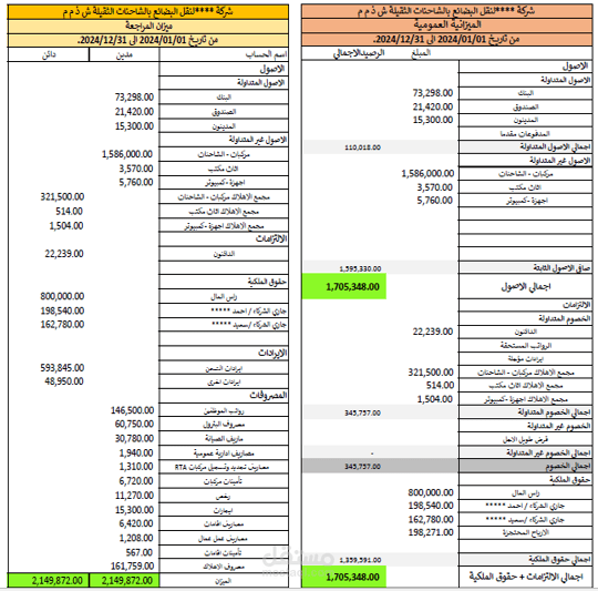 اعداد القوائم المالية وكتابة التقرير