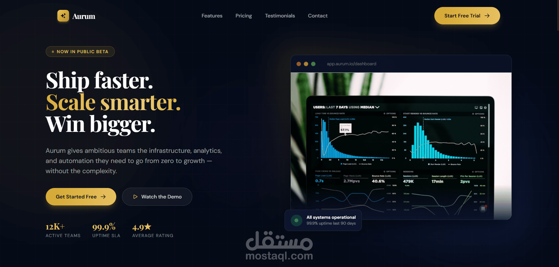 Aurum Landing Page with React.js