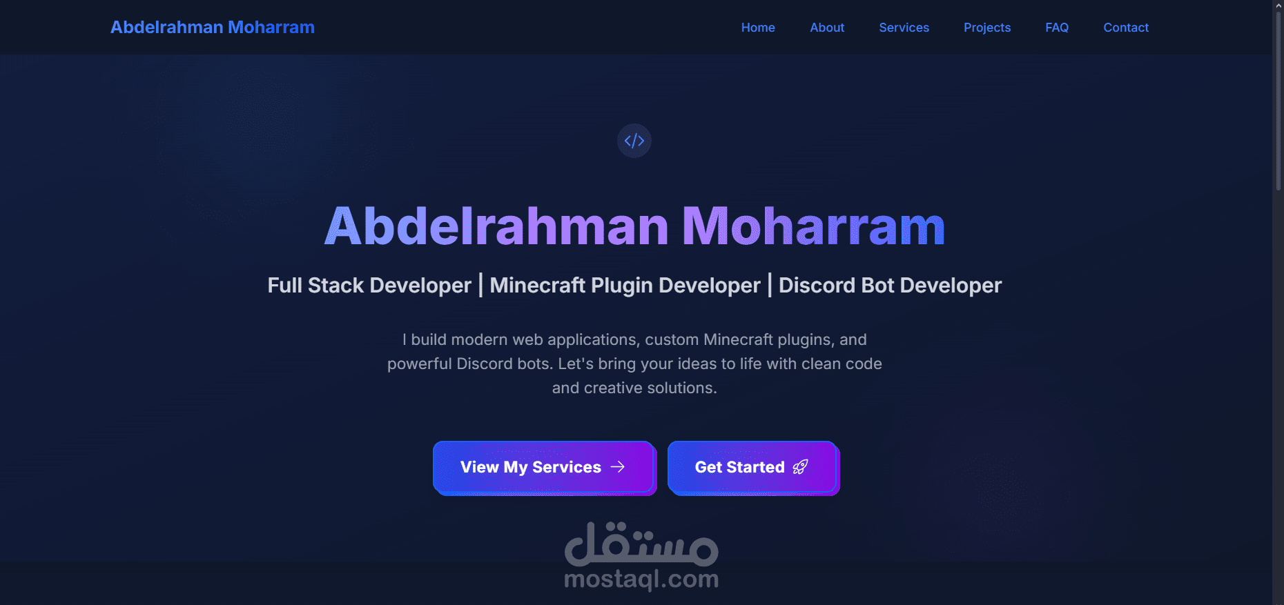 موقع شخصي تفاعلي لعرض المهارات والمشاريع الشخصية