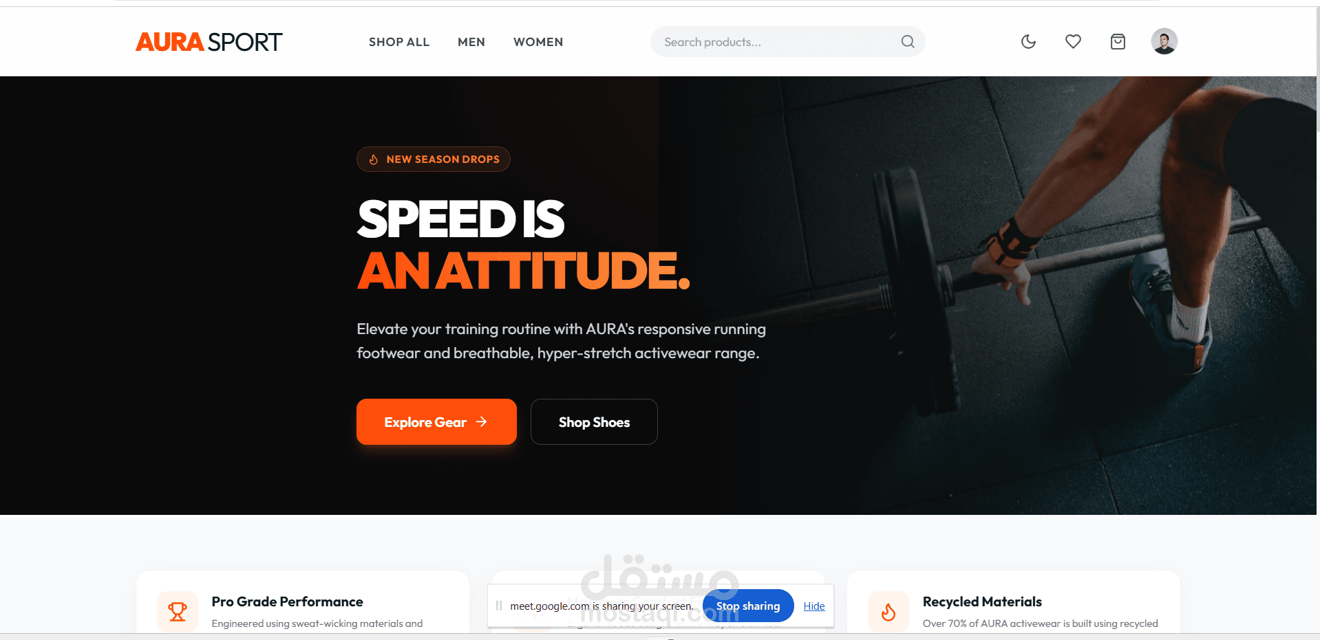 AURA SPORT – متجر إلكتروني متكامل للملابس والأدوات الرياضية