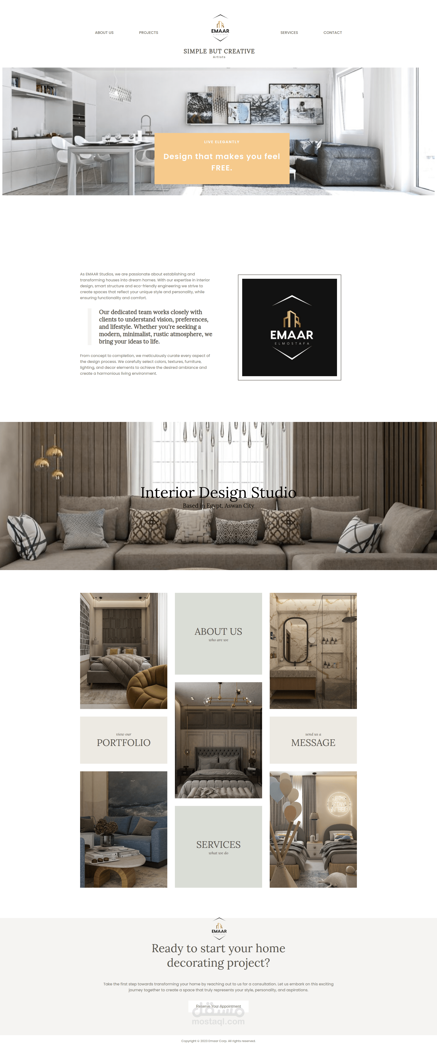 تصميم صفحة هبوط لشركة اعمار المصطفى للإنشاءات والديكور HTML5, CSS3, Tailwind CSS, Vanilla JavaScript