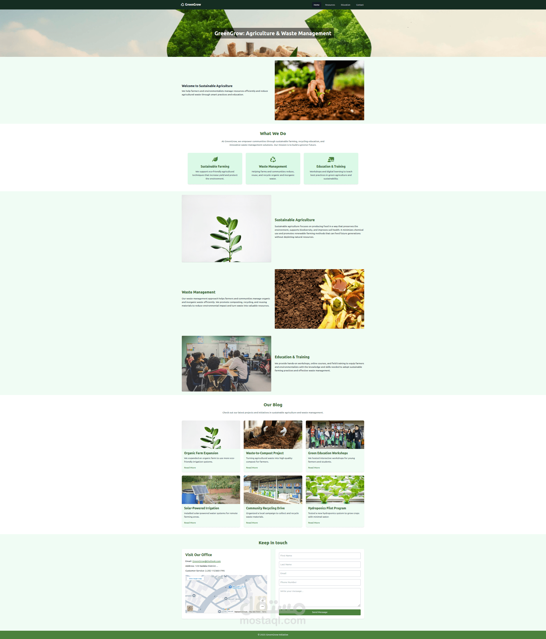 منصة GreenGrow لإعادة تدوير المخلفات الزراعية WordPress - Elementor