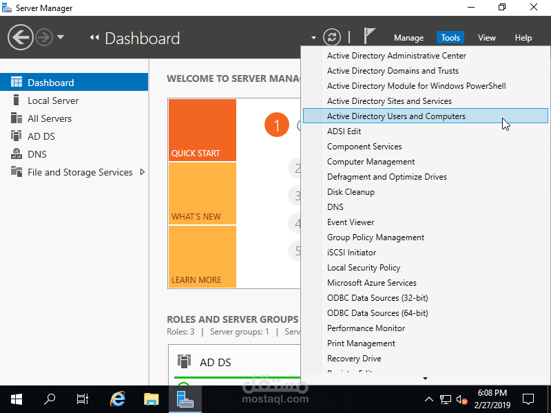 إعداد شبكة داخلية مع إدارة خوادم Windows Server 2019