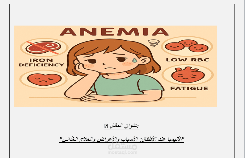مقال طبي عن الأنيميا عند الأطفال.