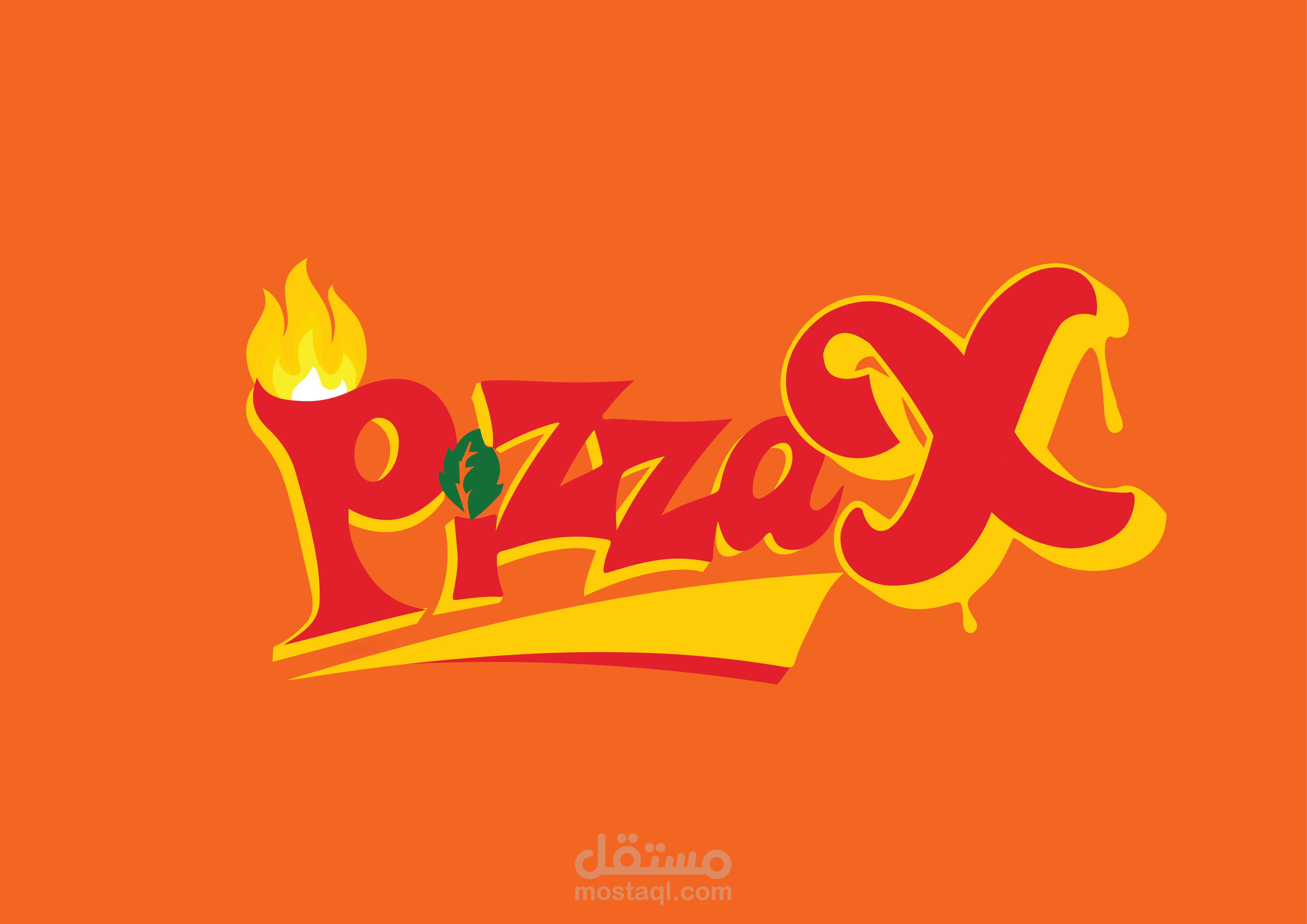 لوجو لسلسلة مطاعم بيتزا اكس (Calligraphy Logo Design)