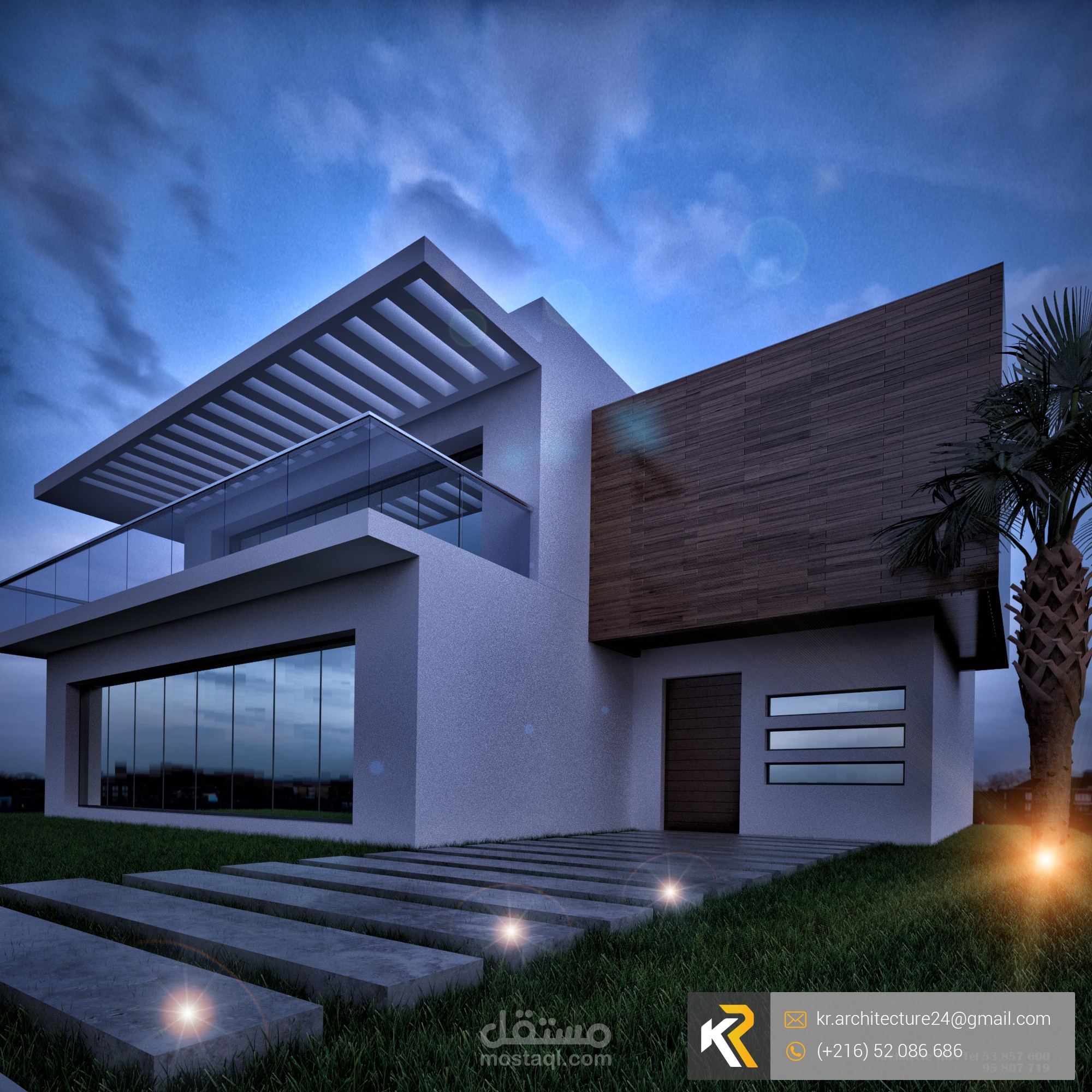 التصميم و التزويق الداخلي و الخارجي لفيلا طابق علوي