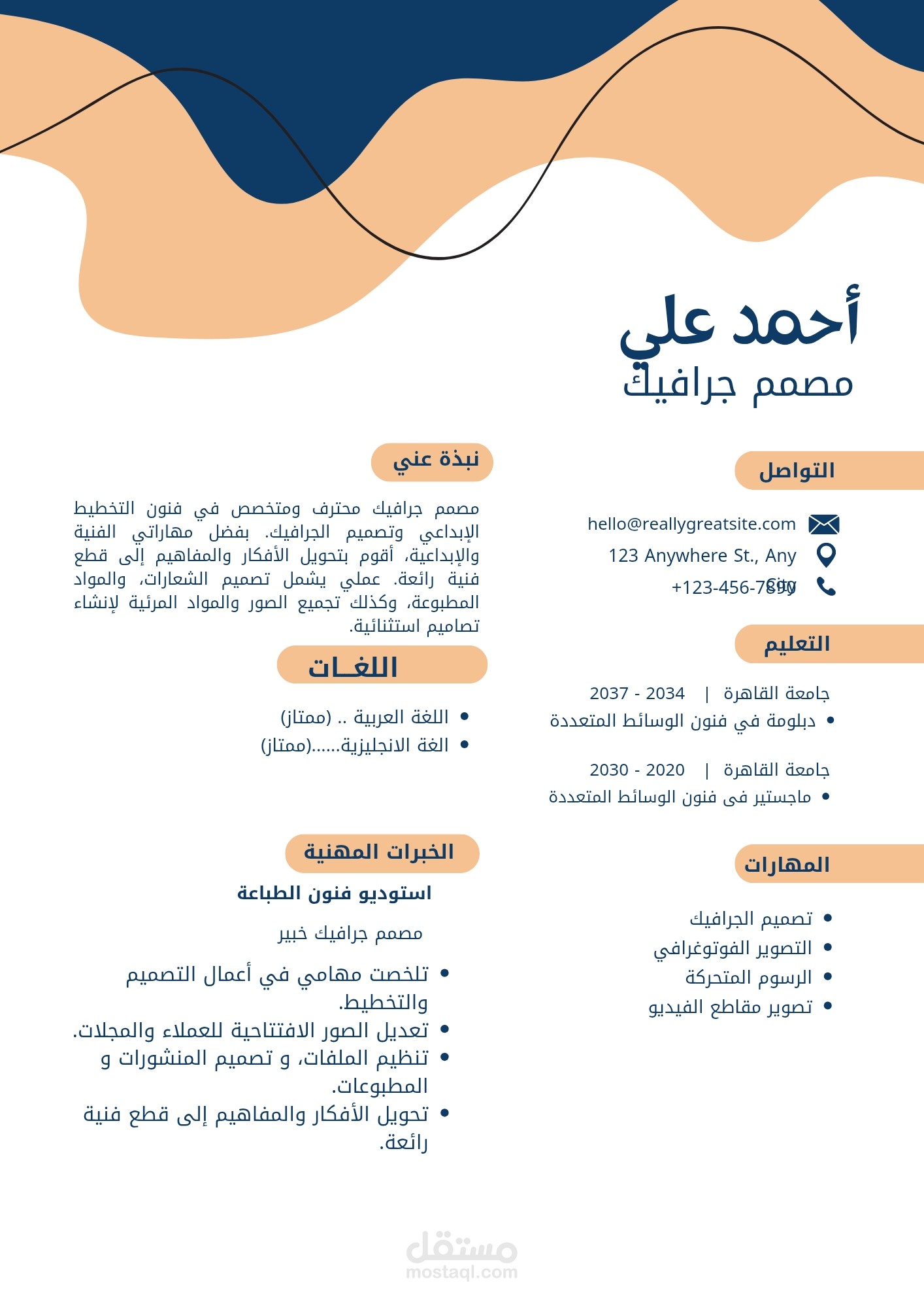 تصميم سيرة ذاتية احترافية بجودة عالية