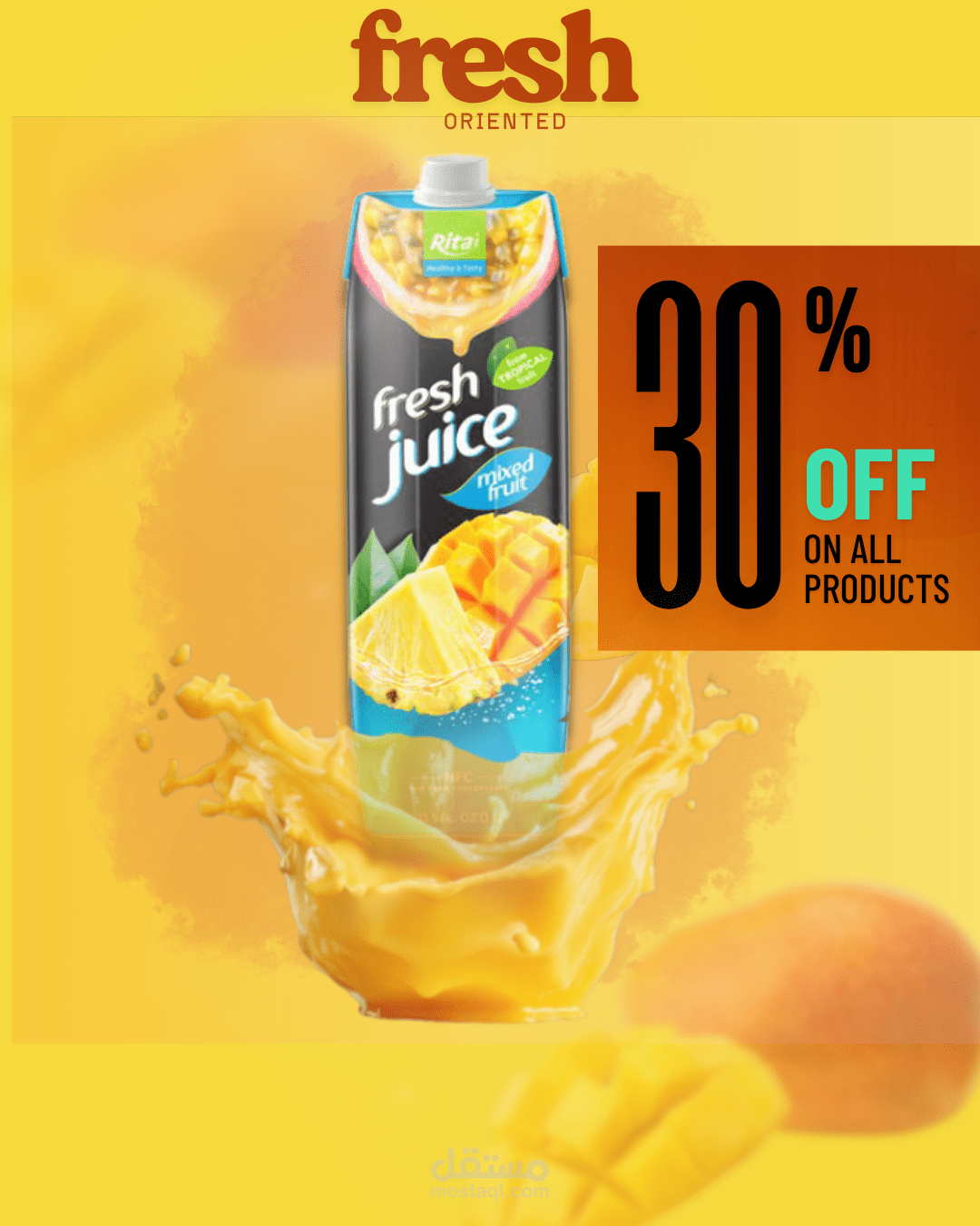 تصميم بوستر إعلاني احترافي لمشروب عصير طبيعي ?