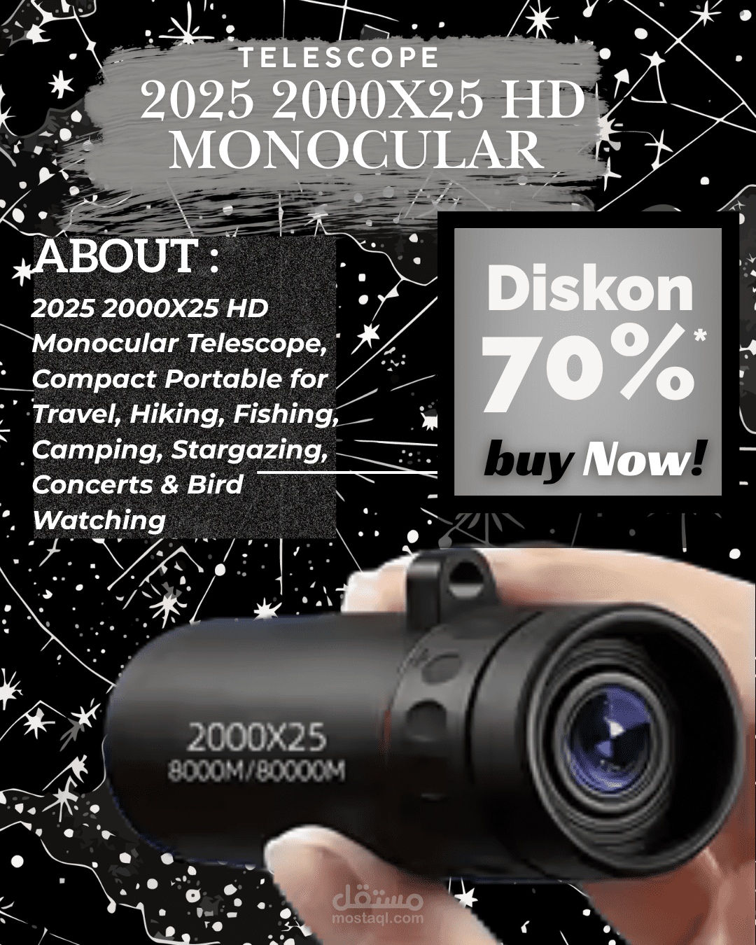 بوستر اعلاني لتلسكوب 2000X25 HD Monocular Telescope 2025