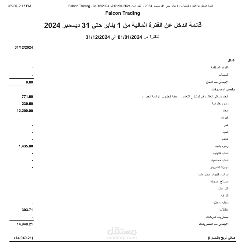 اعداد قوائم مالية