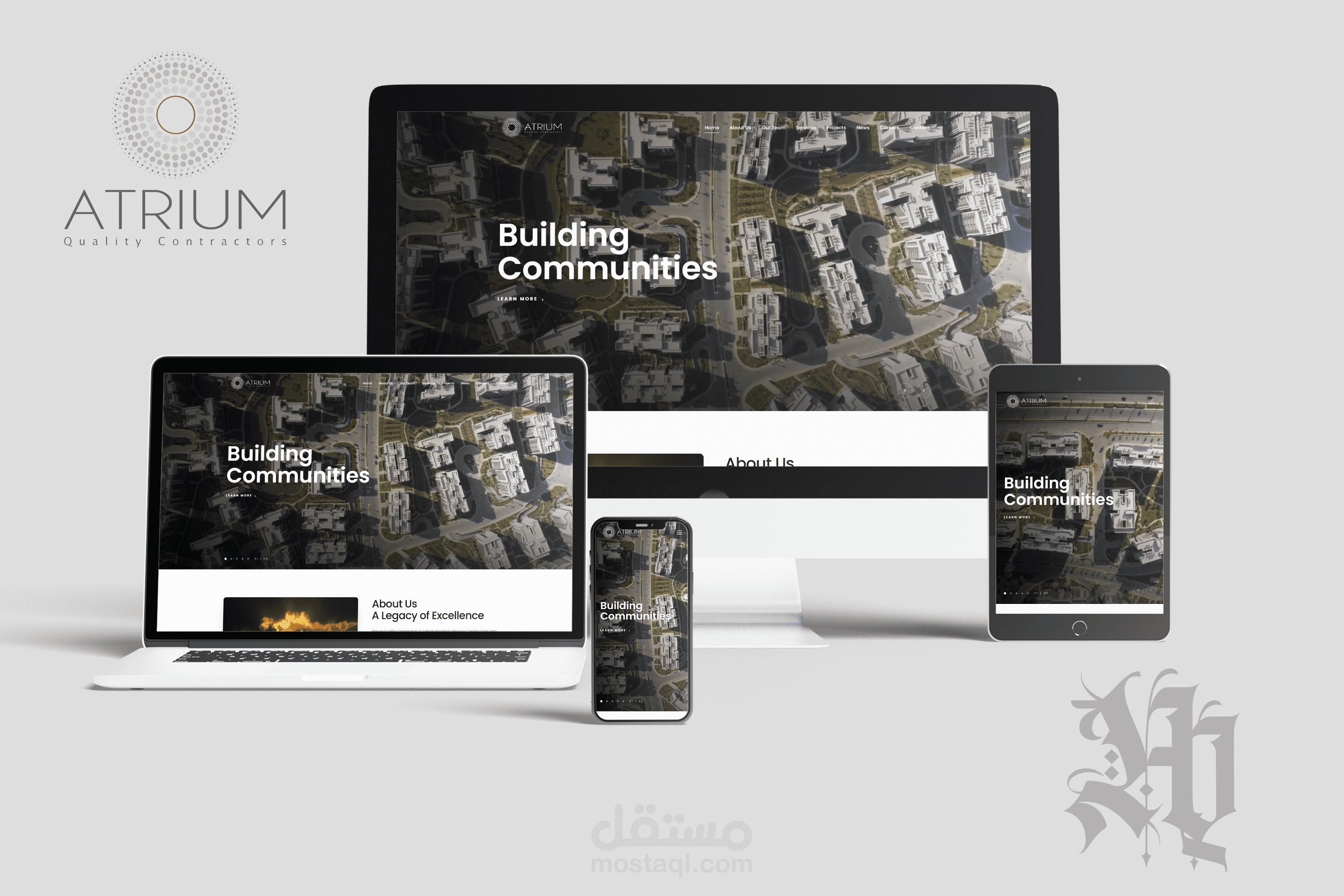 موقع شركة Atrium Quality Contractors التابعة لهشام طلعت مصطفى (TMG)
