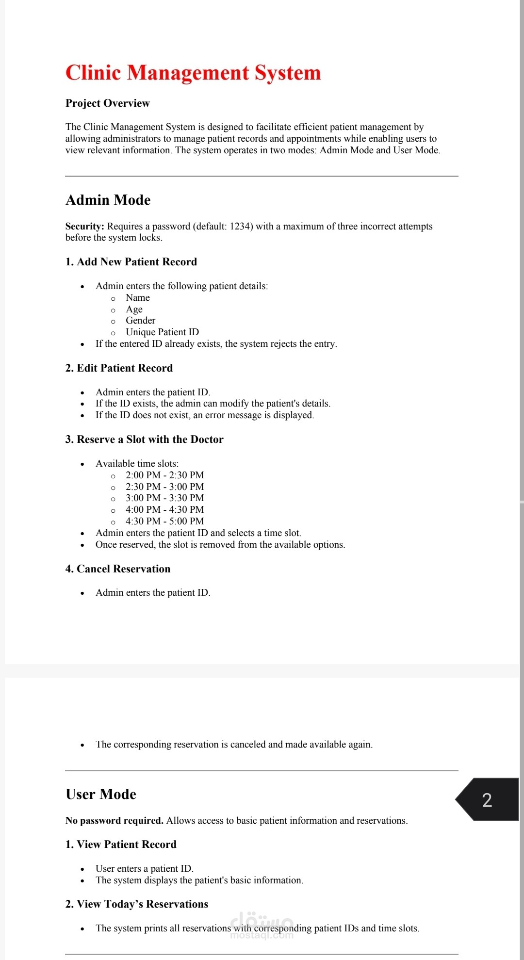 Clinic management system with C language
