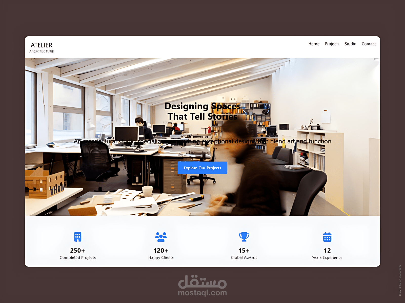 Atelier Architecture - موقع تعريفي لشركة معمارية - tailwind CSS
