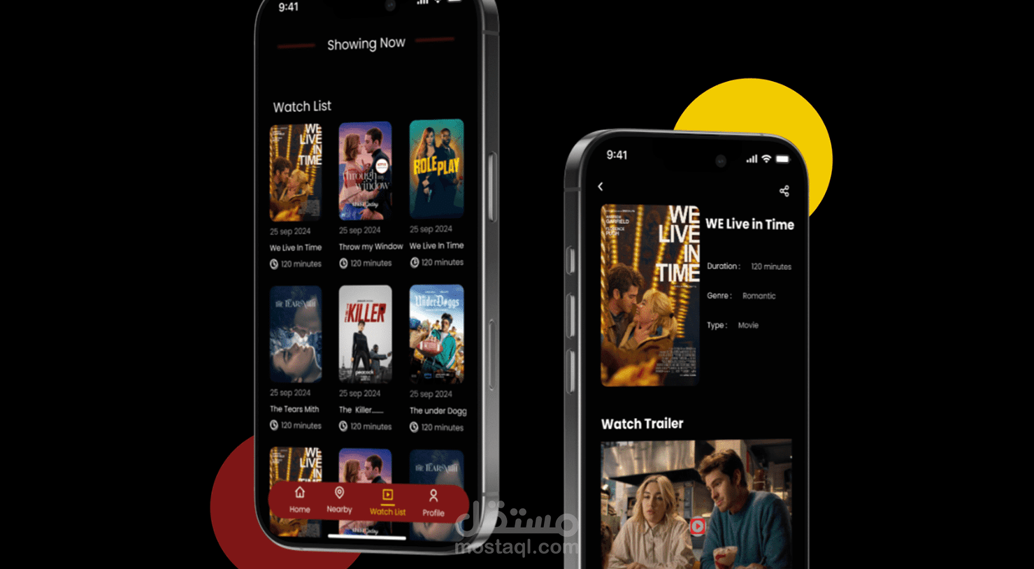 واجهة المستخدم لتطبيق السينما مصممة لتوفير تجربة سهلة، سلسة، وجذابة للمستخدمين أثناء استكشاف الأفلام وحجز التذاكر. ترتكز الواجهة على عناصر مرئية واضحة وأسلوب تصميم حديث يضمن تجربة مستخدم ممتعة.