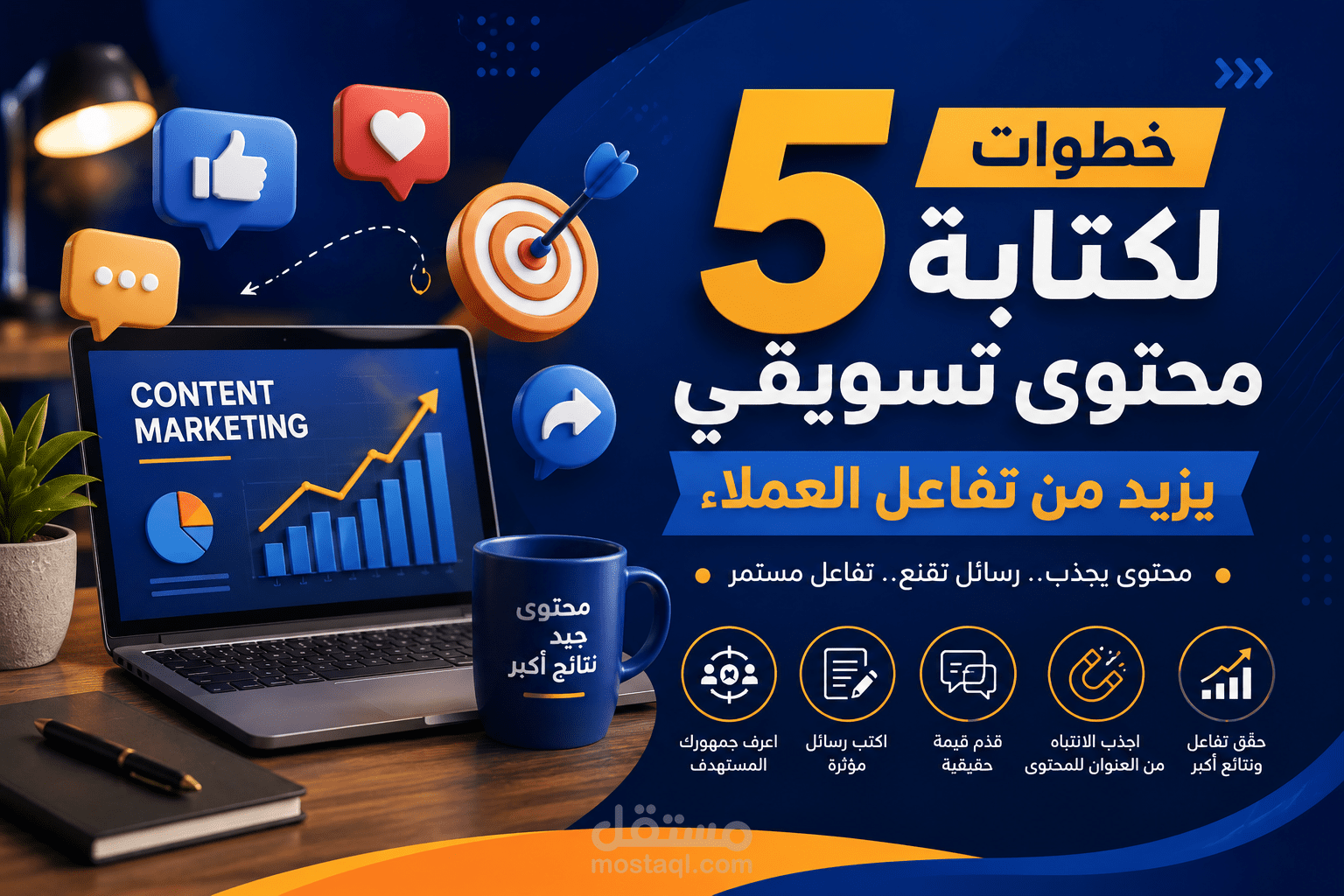 5 خطوات لكتابة محتوى تسويقي يزيد من تفاعل العملاء