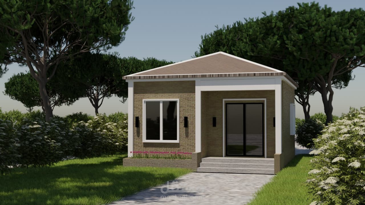 تصميم ثلاثي الأبعاد لمنزل حديث صغير وسط الطبيعة – موديل معماري واقعي وجذاب