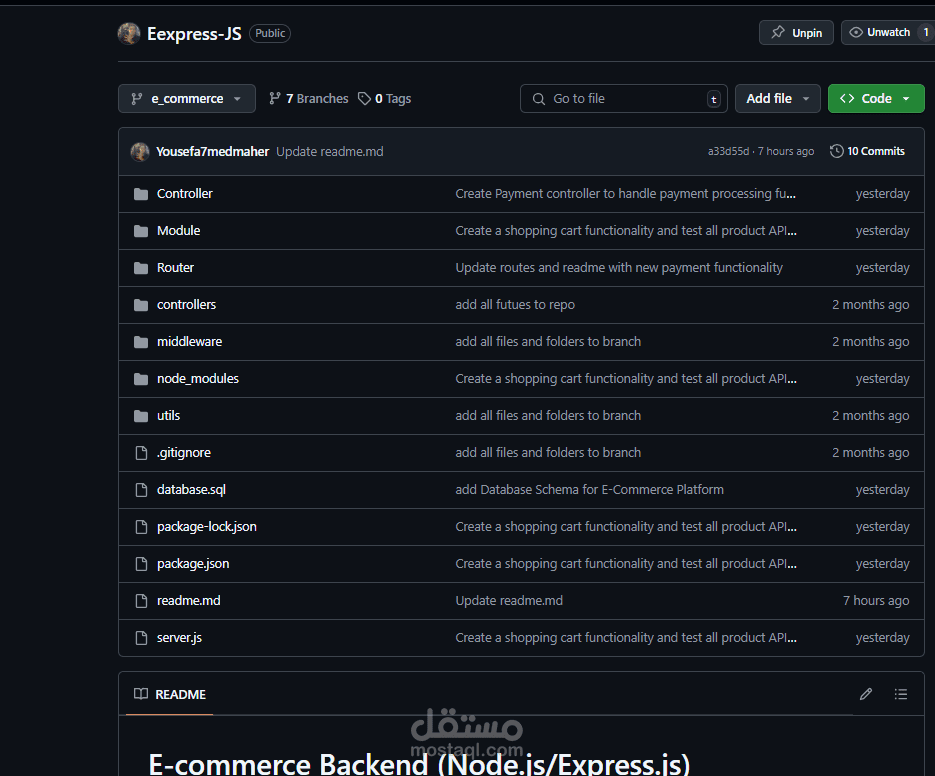 Back-end web application for e-commerce