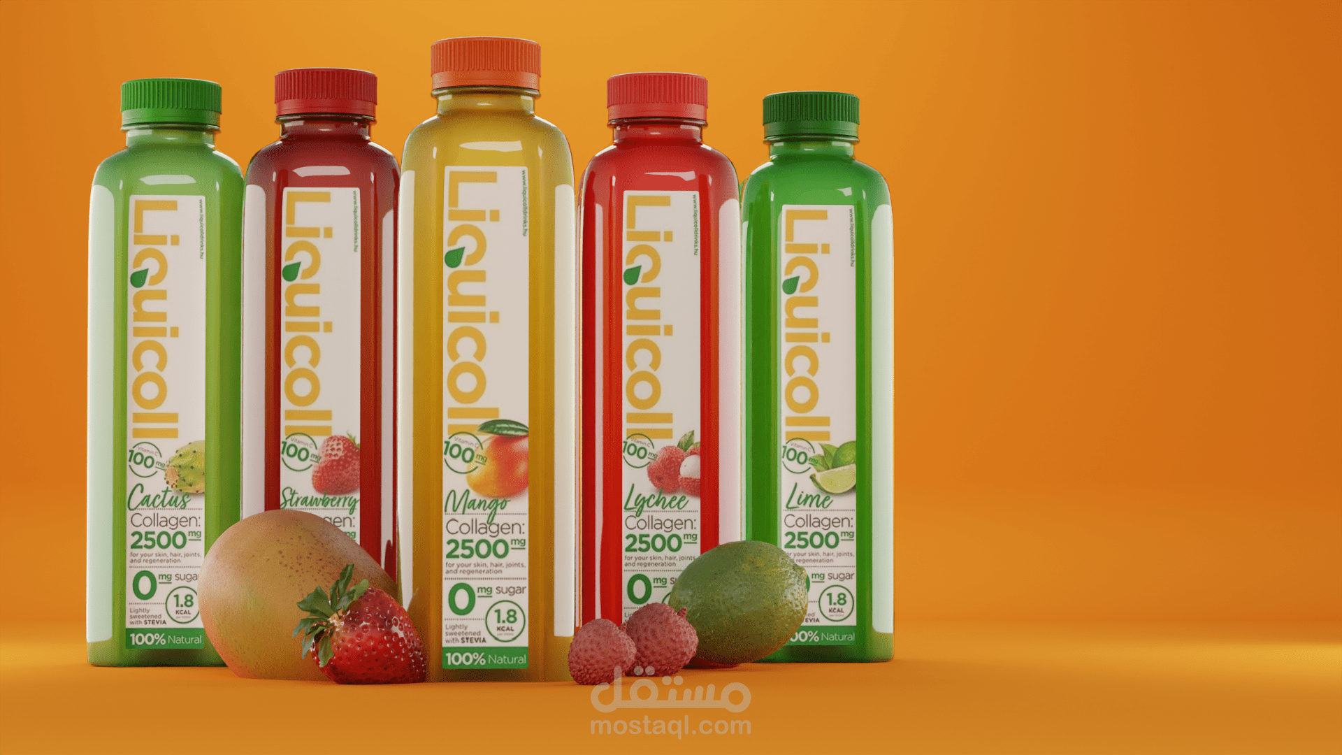 3D Juice Bottle Design for Beverage Brand
