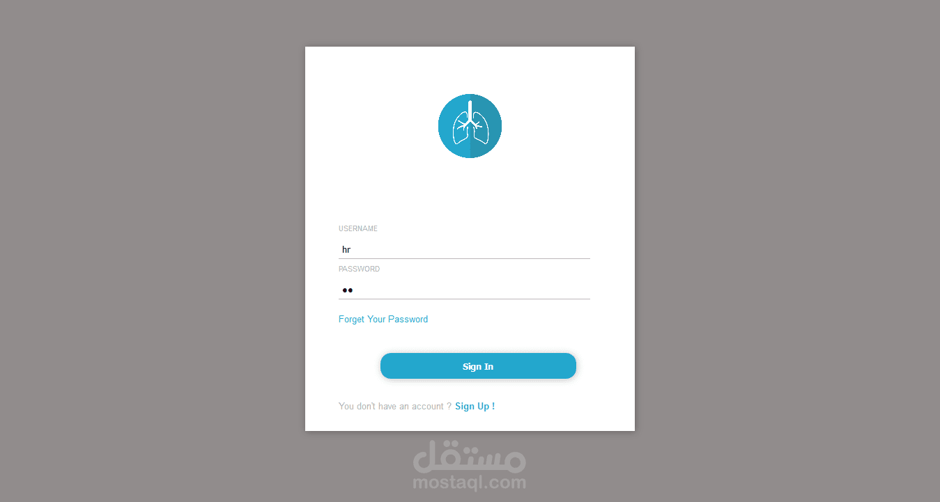 Medical websites Log In Form