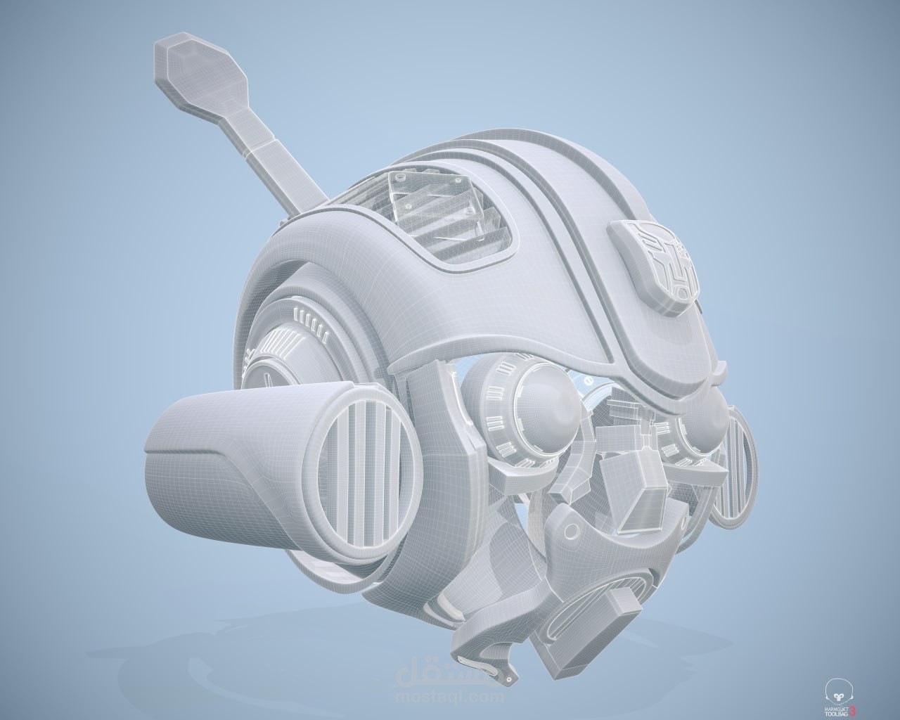 Bumblebee Head – Hard Surface 3D Modelling (Wireframe Render)