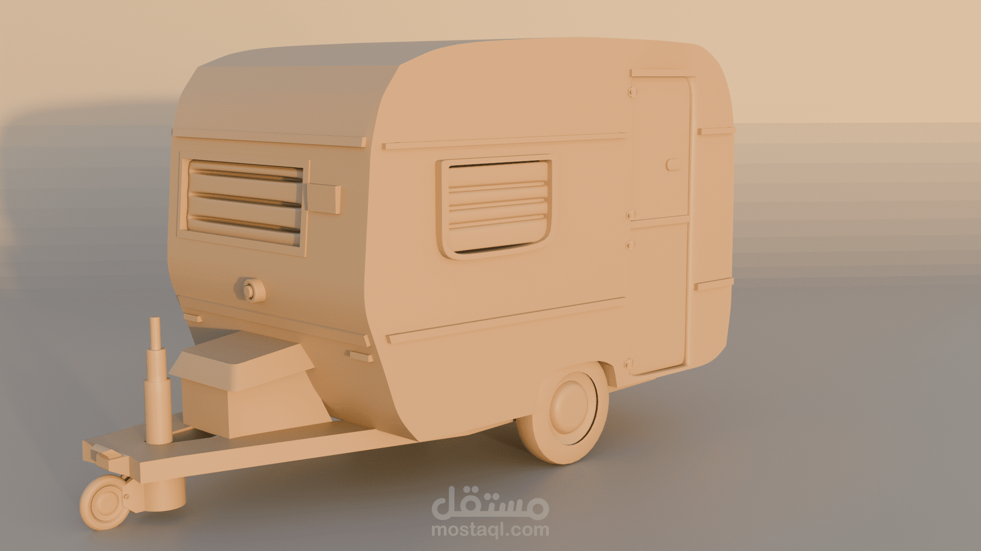 Stylized Low-Poly Caravan – Modelling & Clay Render