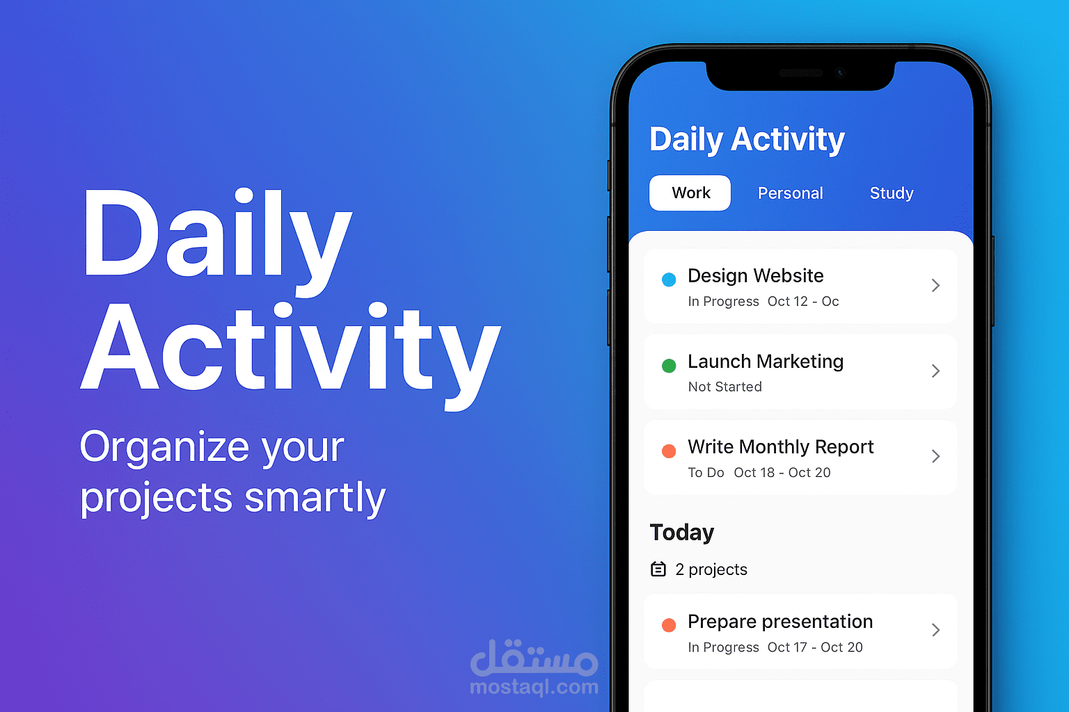 تطبيق Daily Activity — لتنظيم المشاريع والمهام مع شات ذكي مبني بـ Flutter وGemini