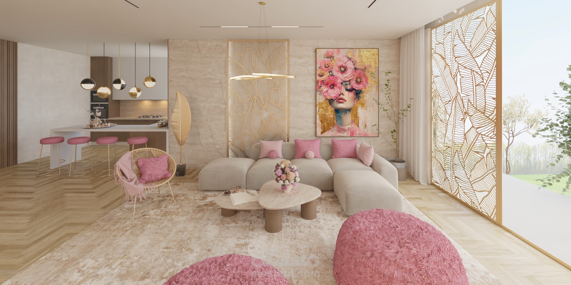 تصميم داخلي لغرفة معيشة بطابع معاصر