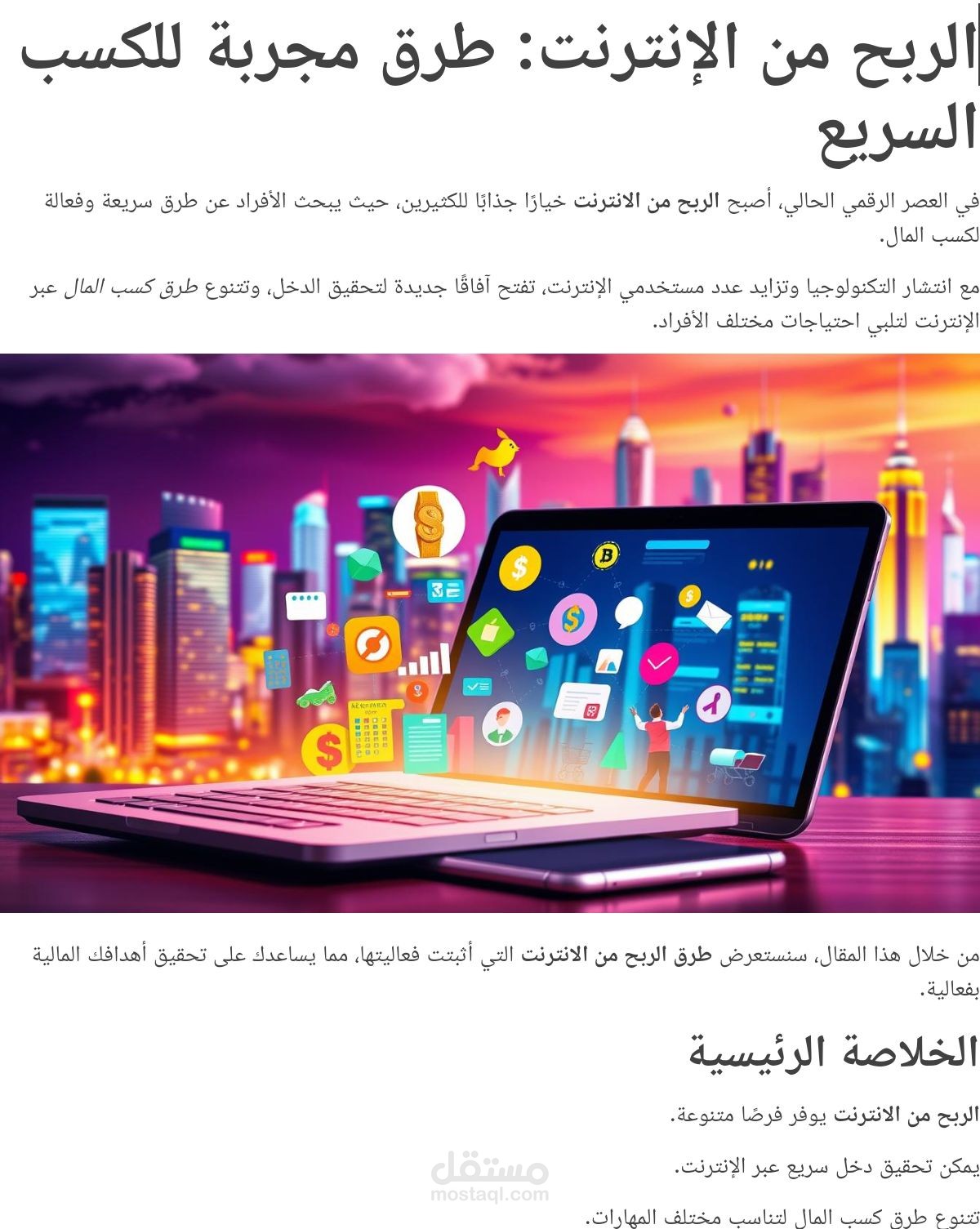 الربح من الانترنت : طرق مجربة للكسب السريع