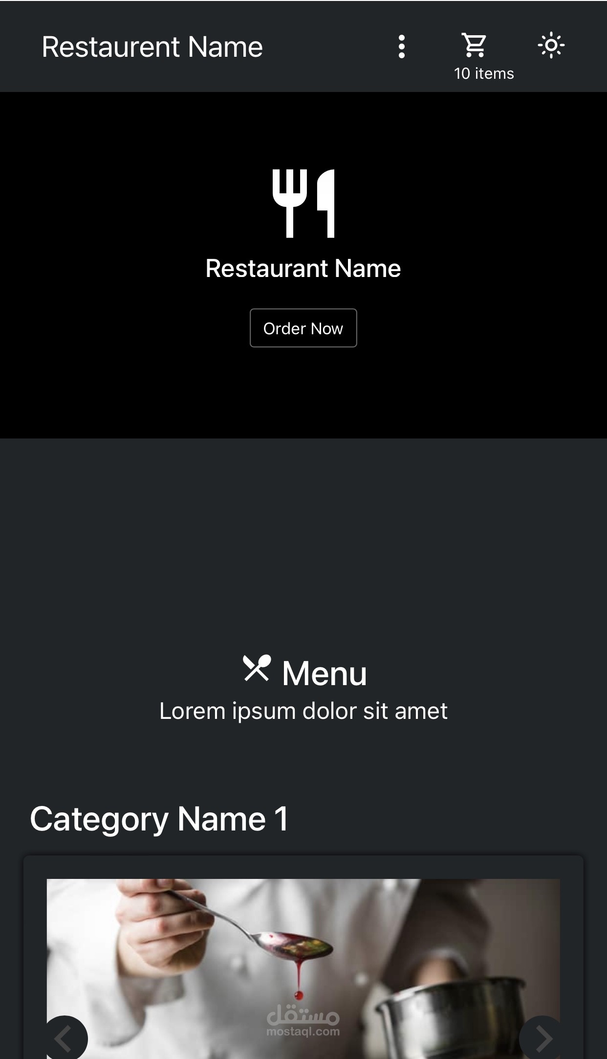 تصميم موقع مطعم