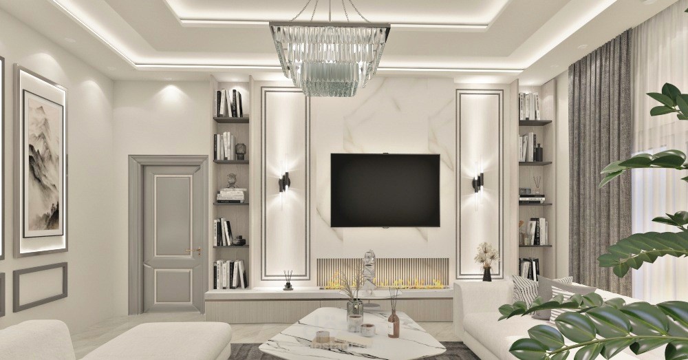 تصميم غرفة معيشة أنيقة وبسيطة
