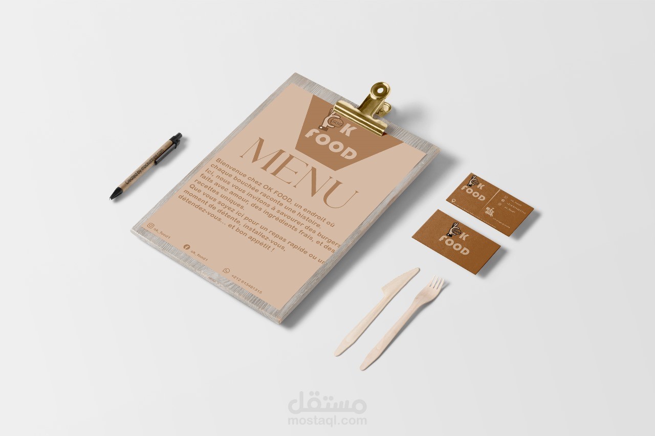 قائمة طعام لمطعم بإسم ok food